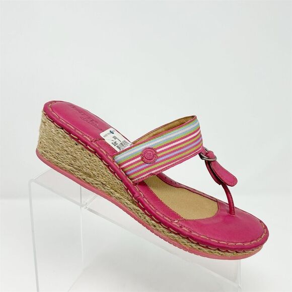 Born Shoes - Born Women's Espadrille Wedge Slip On Thong Sandals Pink Size 8 Summer Casual